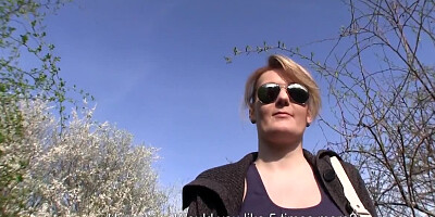 Dirty blonde teen with sunglasses gets fucked in public