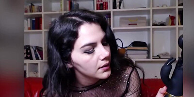 Solo teen hussy has a big black vibrator ready