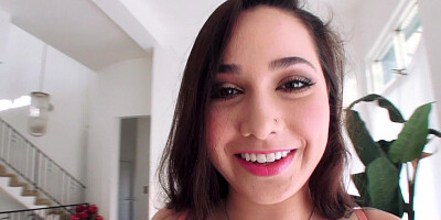 A lovely all natural babe does a striptease and she then has sex