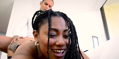 Spicy black girl Morelia Mazo rides hard cock cowgirl style