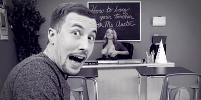 Big Tits at School: Brown hair Olivia Austin facial tittyfuck