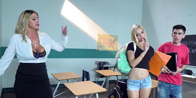 Big Tits at School - Tanned Alex Grey blonde threesome XXX