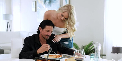 Man cheats on his fat wife with slutty blond stepdaughter