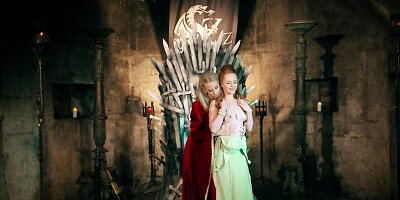 Slutty queen is having sex with two knights in this threesome