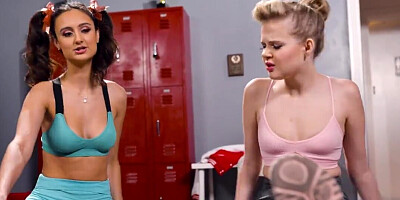 Before the prom party the two cheerleaders are cumming