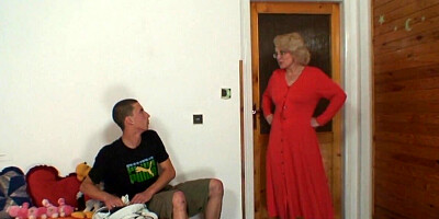 Young dude is cheating with a mature blonde whore
