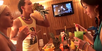 A party with a lot of booze is turning into a hot and steamy orgy