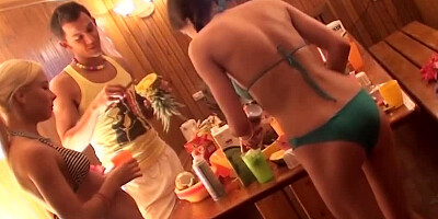 A party with a lot of booze is turning into a hot and steamy orgy