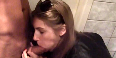 Cutie is licking some cock in front of the camera in this scene