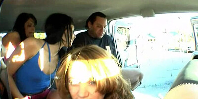 Three amateur whores do dirty things in the real bang bus