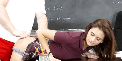 Slender brunette Presley Dawson fucked in the sideways pose