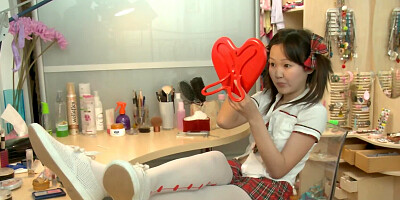 Bad schoolgirl named Vanessa toying her Asian pussy