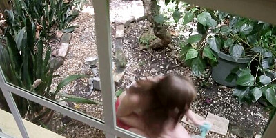 Outdoor masturbation session with a hot brunette Charli Maverick