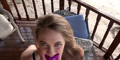 Studious college girl takes a break to enjoy good fuck in gazebo