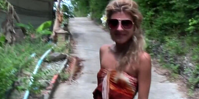 Slutty blonde Victoria Tiffani is ass-fucked on the beach