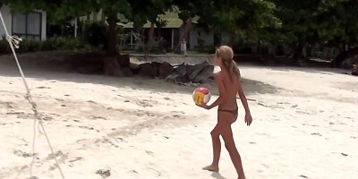 Slutty blonde Victoria Tiffani is ass-fucked on the beach