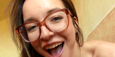 Brazilian nerd takes cock in cunt to show how hospitable she is