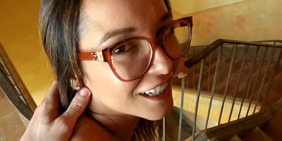 Brazilian nerd takes cock in cunt to show how hospitable she is