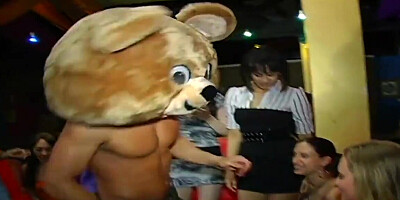 Strippers keep on banging party guests in turn