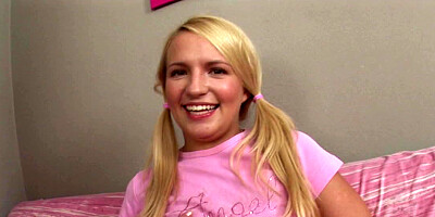 Adorable 18 year old in pigtails lets him have her ass