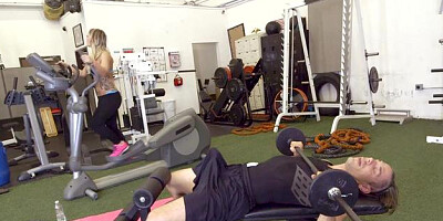 Big Tits in Sport - Cali Carter in socks gagging at the gym HD