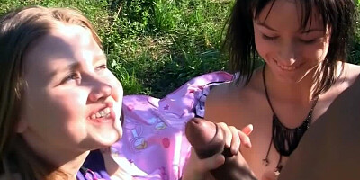 The guy got pretty strong dick that can satisfy two sluts at once