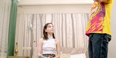 Girl with skinny body enjoys cock giving her the joy of sex