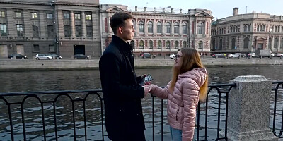 Nerdy Russian teen doesn't mind having sex with stranger