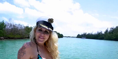 Chubby blonde babe is enjoying the dick of the captain