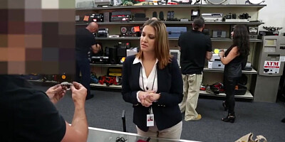 Business Lady Fucked inside the pawn shop office while she is selling her ring