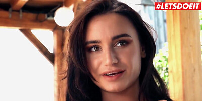 Horny gal takes muscular gardener's dong outdoors