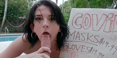 Riley Jean is giving a hot outdoor blowjob and then she rides a cock