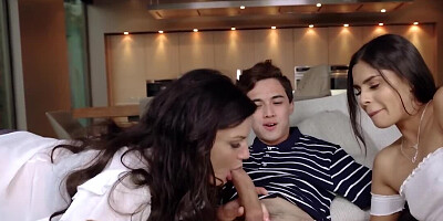 Teen shares boyfriend with stepmother and does group porn