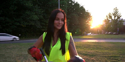 For cash busty criminal rides hard cock in the forest