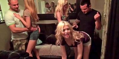 Adoring gals filling their mouths and cunts with large dicks