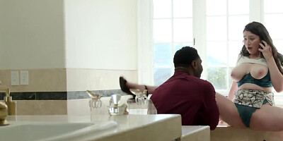 Sexy wife practices interracial sex with hubby's business partner