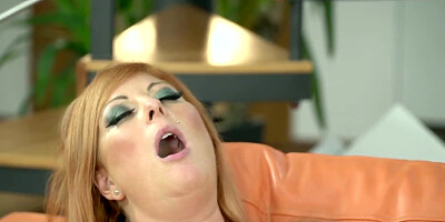 Redhead granny Tammy rides &amp, sucks a big dick