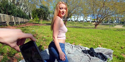 Public Pickups: Athletic Amaris POV blowjob in tiny thongs