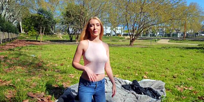 Public Pickups: Athletic Amaris POV blowjob in tiny thongs