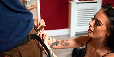 Brunette enjoys pen pal's huge cock after release from prison