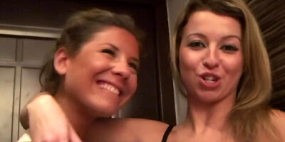 Two blonde friends invite another friend and have naughty fun