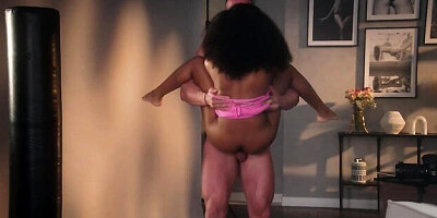 Awesome ebony brunette Olivia Jay fucked by white hard dick