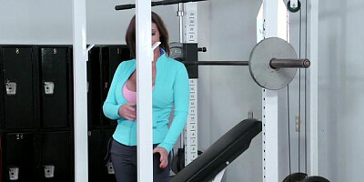 Big Tits in Sport - Eva Notty wearing socks ballet in the gym