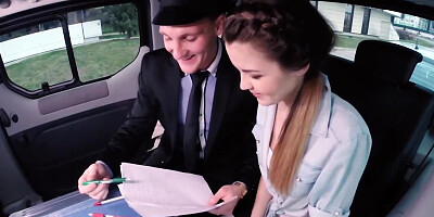 Spicy skinny can't stop enjoying driver's cock penetrating her