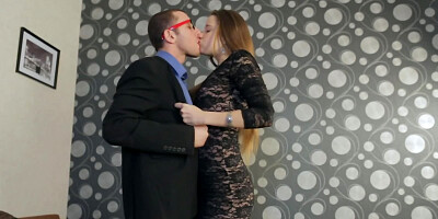 Horny nerd dude fucks his adorable blonde stepsister