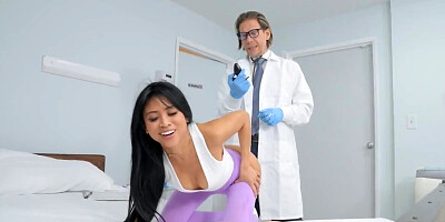 Naughty doctor plays with Asian girl's pussy and fucks her