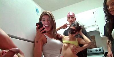 Three stunning bimbos having group hardcore with some hung blokes