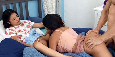 SneakySex: Teen chick Lulu Chu cowgirl fuck