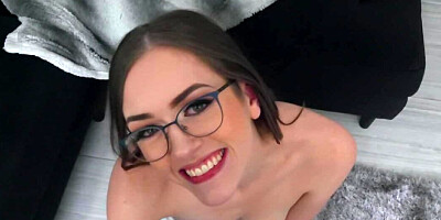Lucky guy records on the camera sex with slender bookworm