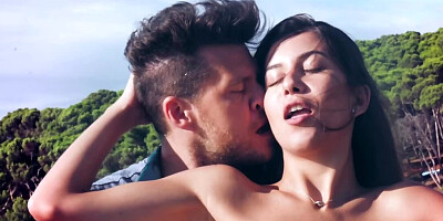 Naked model's photo session ends with passionate fuck on the bed